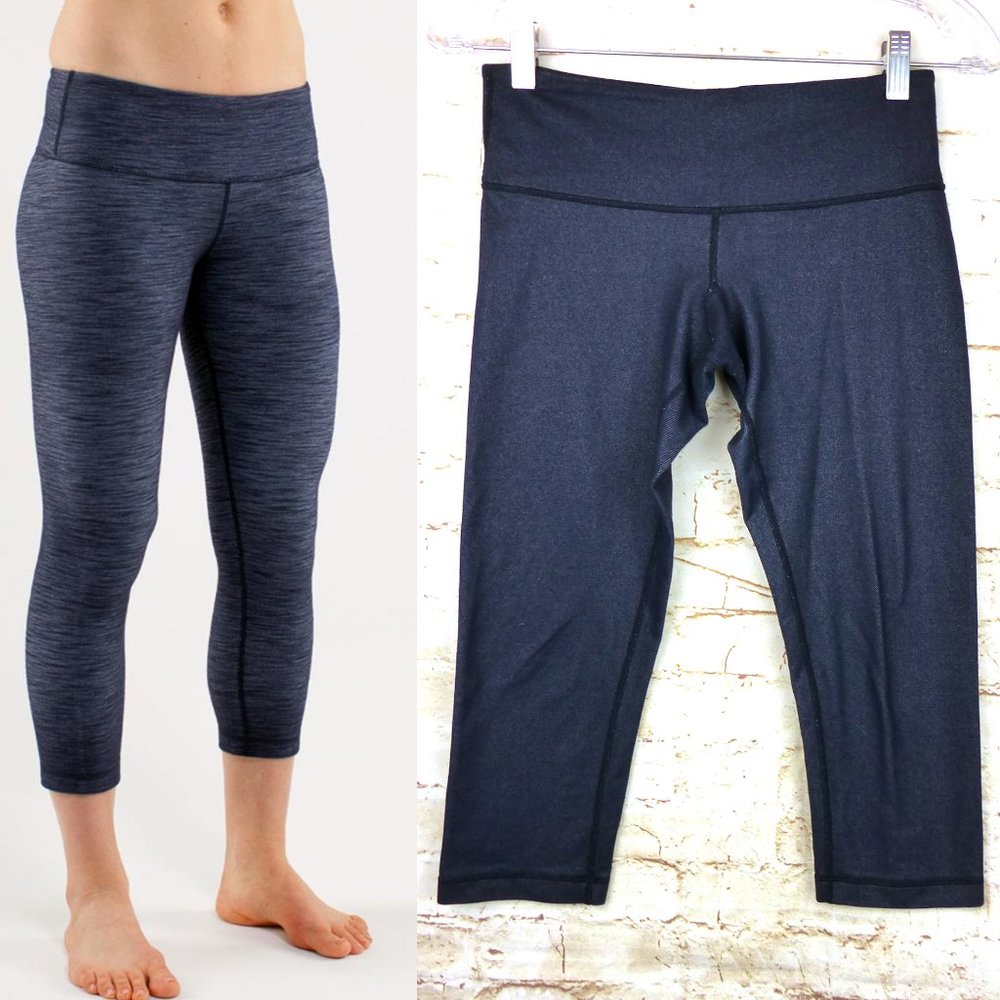 Lululemon  Wunder Under Crop Denim Legging Womens Size 4 Deep Indigo Rare